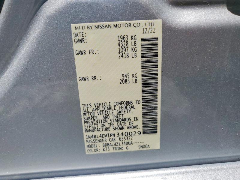 Aukcja sprzedaży 2023 Nissan Altima, vin: 1N4BL4DV1PN340029, numer aukcji: 51816966