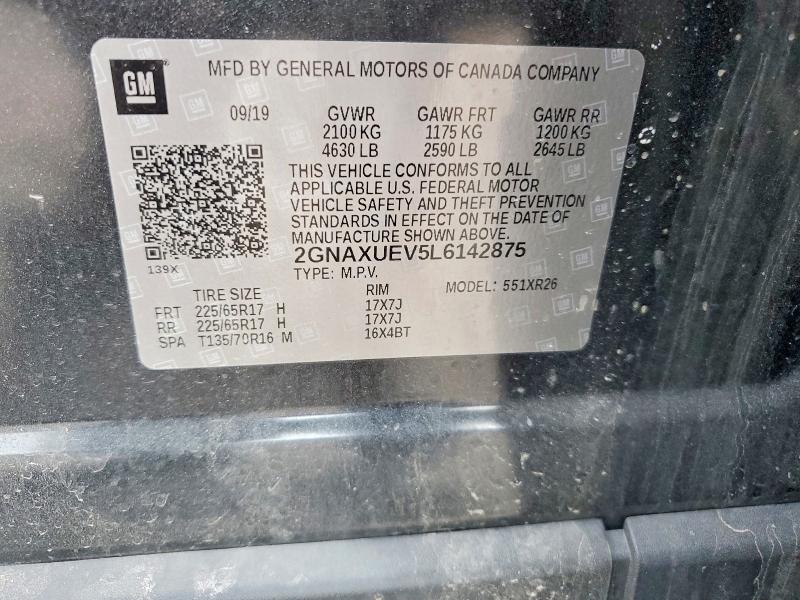 Продажа на аукционе авто 2020 Chevrolet Equinox, vin: 2GNAXUEV5L6142875, номер лота: 52291736