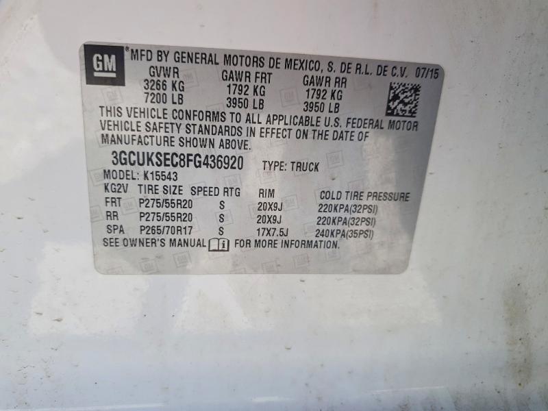 55096196 :رقم المزاد ، 3GCUKSEC8FG436920 vin ، 2015 Chevrolet Silverado مزاد بيع