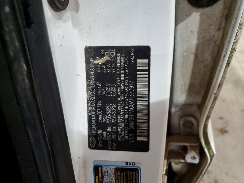 2010 Hyundai Santa Fe მანქანა იყიდება აუქციონზე, vin: 5NMSH4AG0AH373917, აუქციონის ნომერი: 54459336