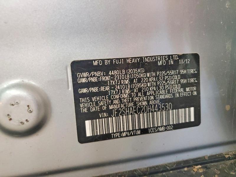 Продажа на аукционе авто 2013 Subaru Forester, vin: JF2SHAEC2DH443530, номер лота: 54624206