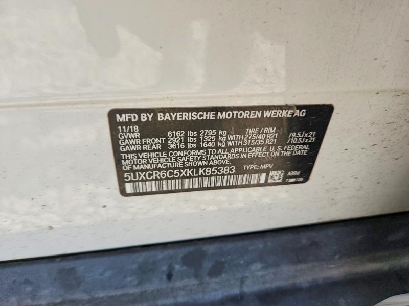 2019 Bmw X5 მანქანა იყიდება აუქციონზე, vin: 5UXCR6C5XKLK85383, აუქციონის ნომერი: 51348056