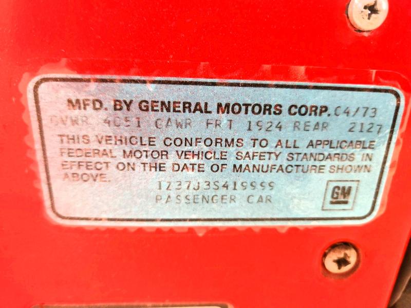 Продажа на аукционе авто 1973 Chev Corvette, vin: 1Z37J3S419999, номер лота: 50956756