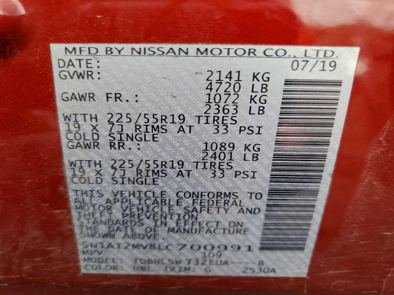 Aukcja sprzedaży 2020 Nissan Rogue, vin: 5N1AT2MV8LC700991, numer aukcji: 53134236