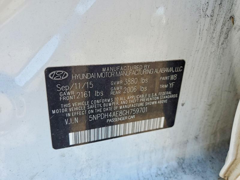 2016 Hyundai Elantra მანქანა იყიდება აუქციონზე, vin: 5NPDH4AE8GH759701, აუქციონის ნომერი: 53323366