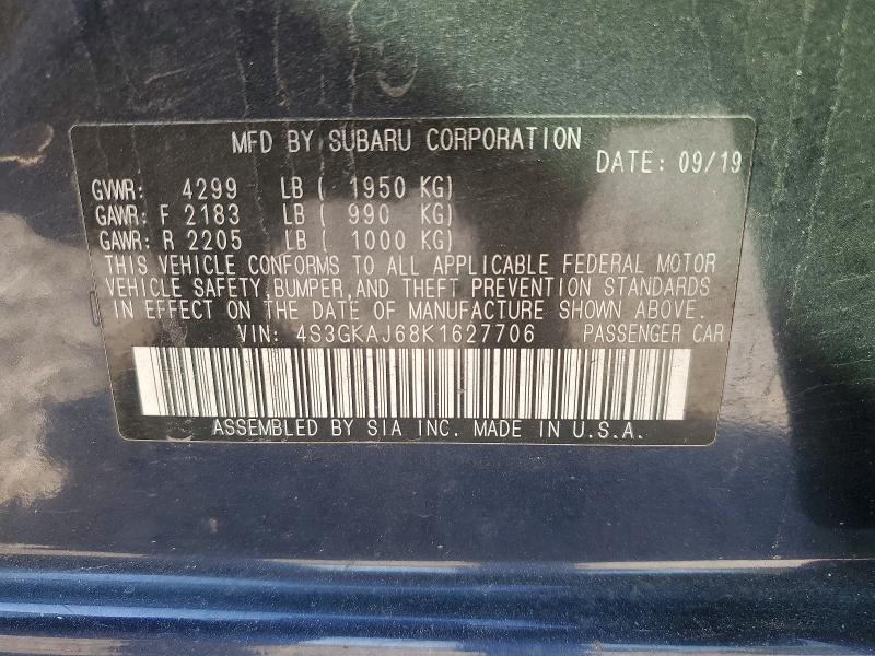 Продажа на аукционе авто 2019 Subaru Impreza, vin: 4S3GKAJ68K1627706, номер лота: 54090096
