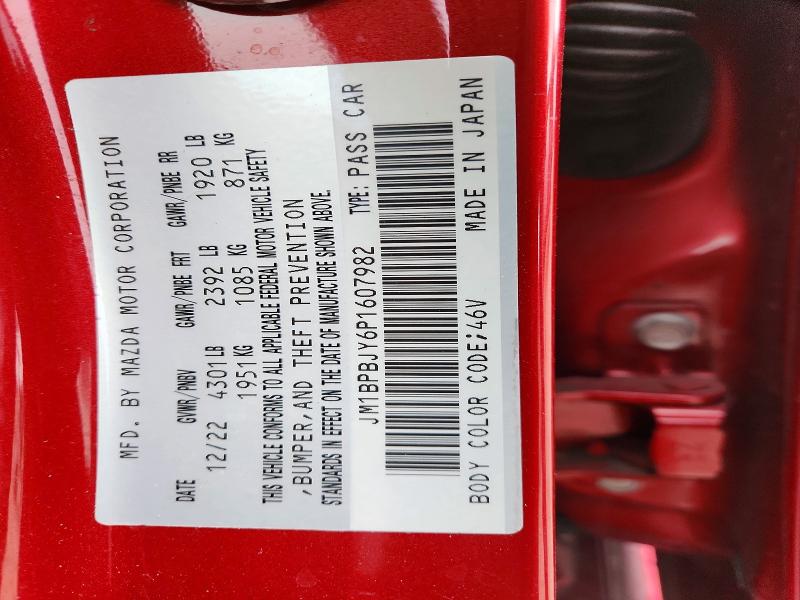 52046996 :رقم المزاد ، JM1BPBJY6P1607982 vin ، 2023 Mazda 3 مزاد بيع