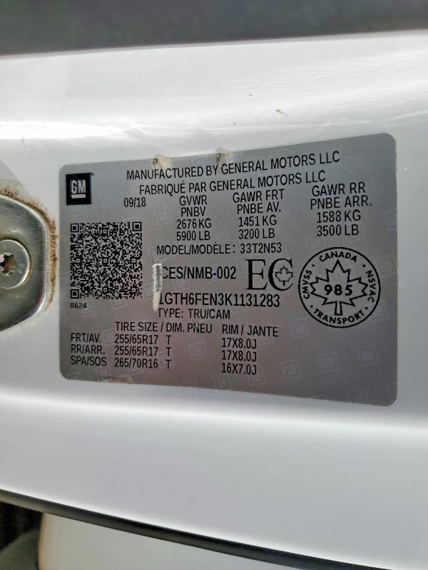 Aukcja sprzedaży 2019 Gmc Canyon, vin: 1GTH6FEN3K1131283, numer aukcji: 52696316