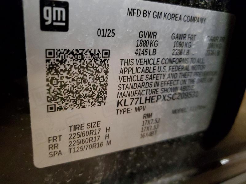 52609636 :رقم المزاد ، KL77LHEPXSC209531 vin ، 2025 Chevrolet Trax مزاد بيع