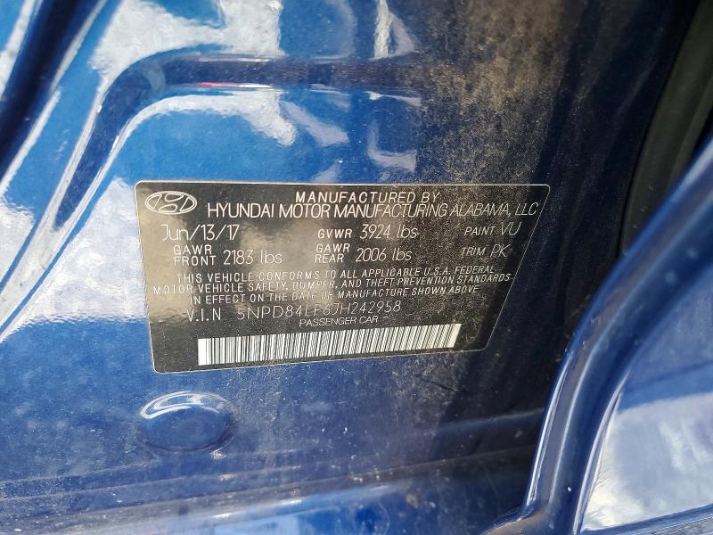 Продажа на аукционе авто 2018 Hyundai Elantra, vin: 5NPD84LF6JH242958, номер лота: 54230506