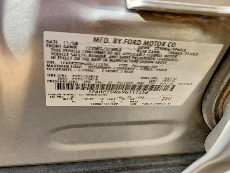 54334326 :رقم المزاد ، 1FAHP25W69G111556 vin ، 2009 Ford Taurus مزاد بيع