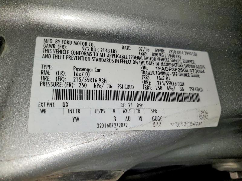 Aukcja sprzedaży 2016 Ford Focus, vin: 1FADP3F26GL373064, numer aukcji: 54354746