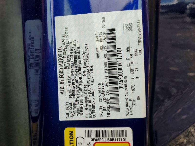 Aukcja sprzedaży 2013 Ford Fusion, vin: 3FA6P0LU8DR117101, numer aukcji: 55235486
