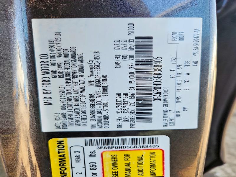 52428196 :رقم المزاد ، 3FA6P0HD5GR388405 vin ، 2016 Ford Fusion مزاد بيع