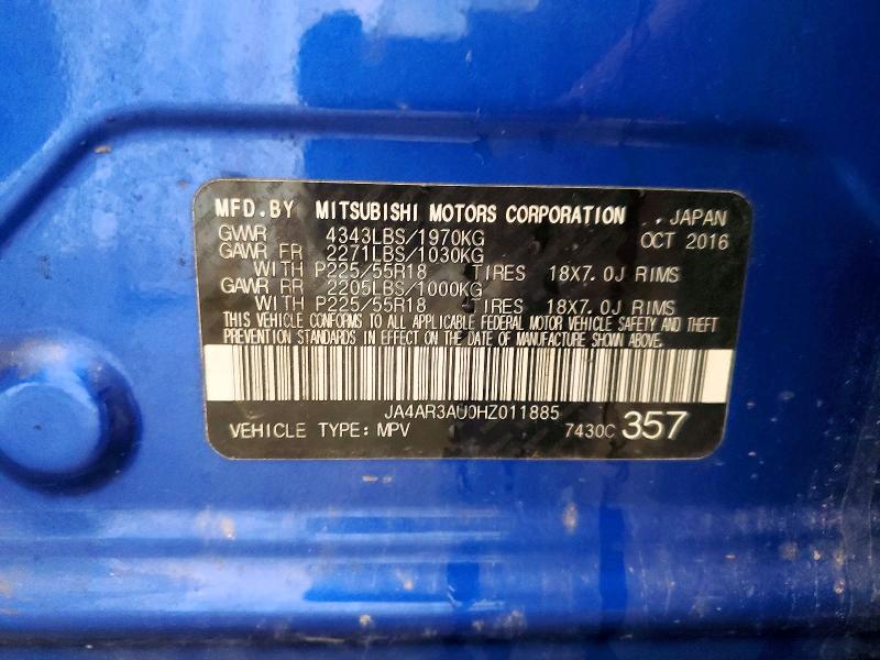 Продаж на аукціоні авто 2017 Mitsubishi Outlander Sport, vin: JA4AR3AU0HZ011885, номер лоту: 54630636