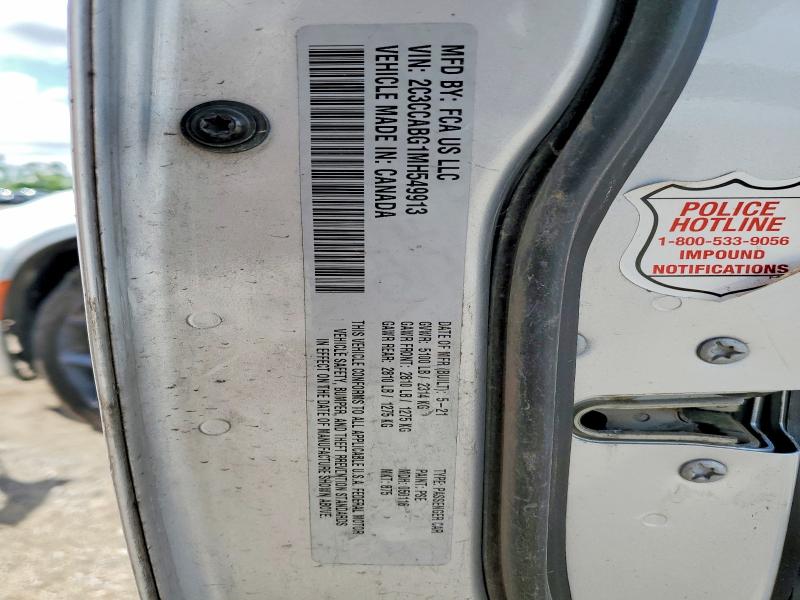 2021 Chrysler 300 მანქანა იყიდება აუქციონზე, vin: 2C3CCABG1MH549913, აუქციონის ნომერი: 54019636