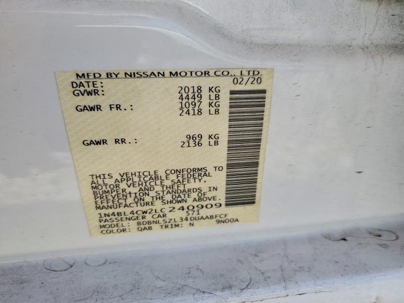 Продажа на аукционе авто 2020 Nissan Altima, vin: 1N4BL4CW2LC240909, номер лота: 50682416