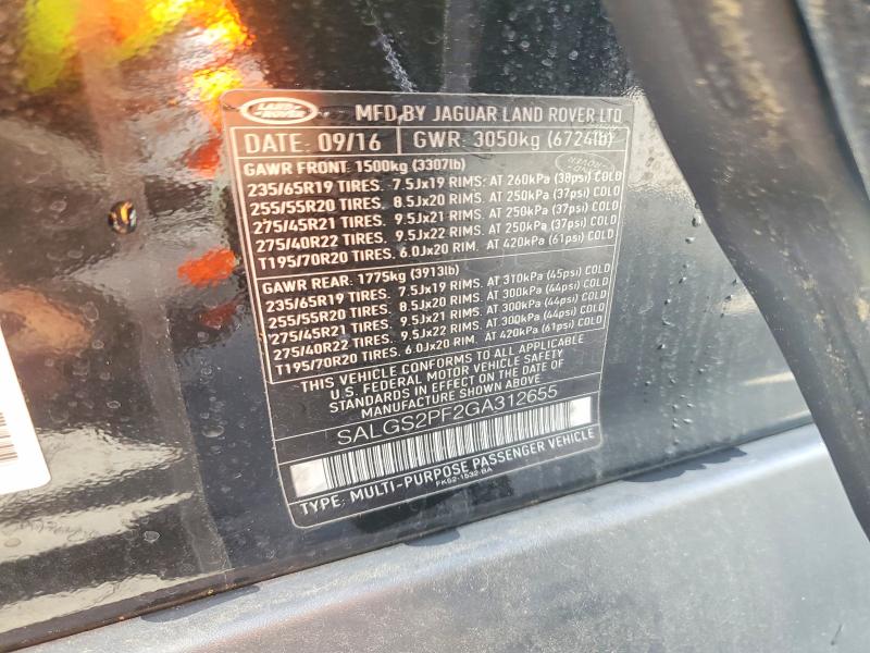 Aukcja sprzedaży 2016 Land Rover Range Rover, vin: SALGS2PF2GA312655, numer aukcji: 54524616