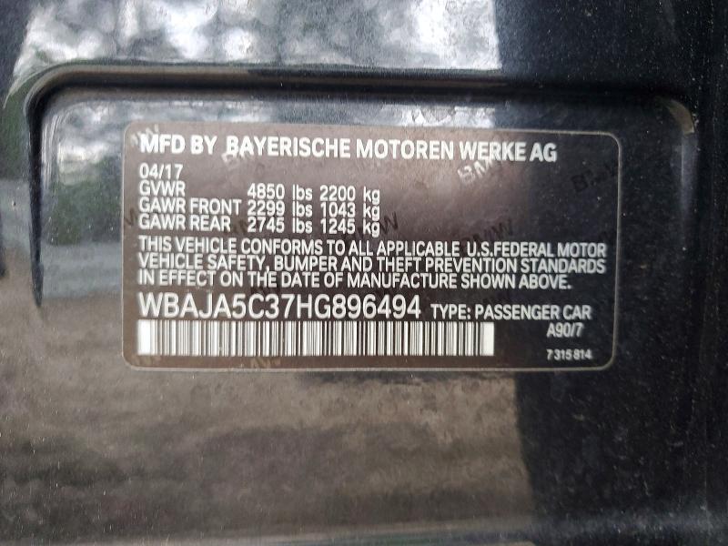 Продаж на аукціоні авто 2017 Bmw 530, vin: WBAJA5C37HG896494, номер лоту: 52220096