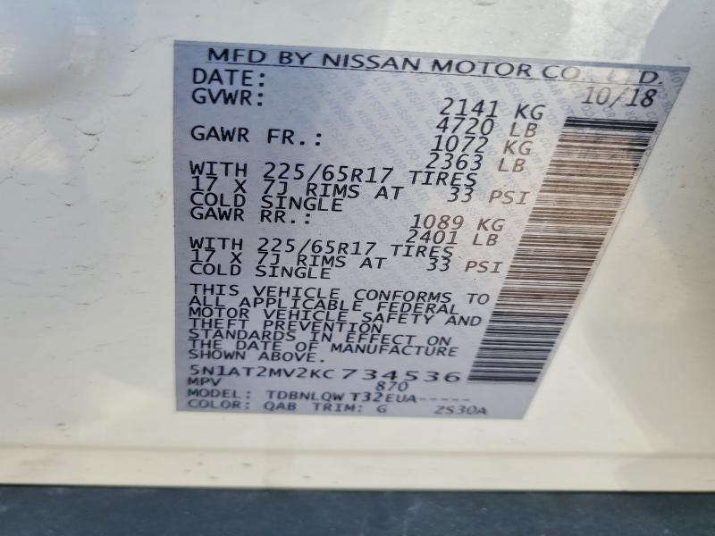 Продажа на аукционе авто 2019 Nissan Rogue, vin: 5N1AT2MV2KC734536, номер лота: 52408946