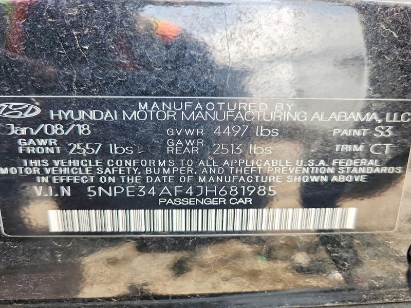 2018 Hyundai Sonata მანქანა იყიდება აუქციონზე, vin: 5NPE34AF4JH681985, აუქციონის ნომერი: 53393176