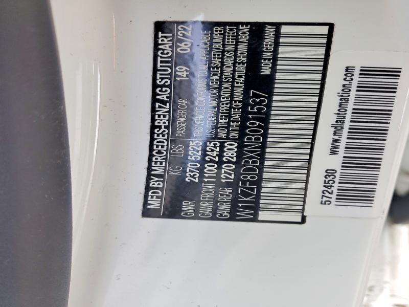 Aukcja sprzedaży 2022 Mercedes-benz E, vin: W1KZF8DBXNB091537, numer aukcji: 52470536