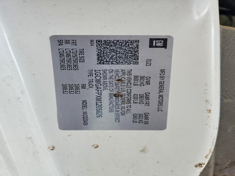 Aukcja sprzedaży 2021 Chevrolet Express G2500, vin: 1GCWGAFPXM1205826, numer aukcji: 53081316