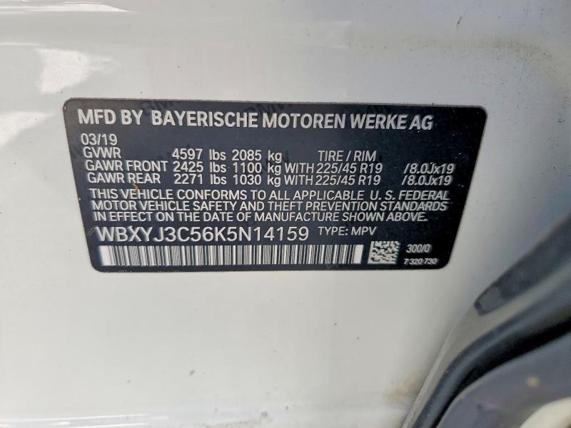 54152016 :رقم المزاد ، WBXYJ3C56K5N14159 vin ، 2019 Bmw X2 مزاد بيع