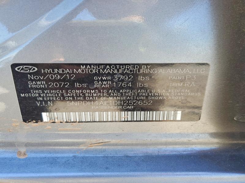 2013 Hyundai Elantra მანქანა იყიდება აუქციონზე, vin: 5NPDH4AE1DH252652, აუქციონის ნომერი: 52686066