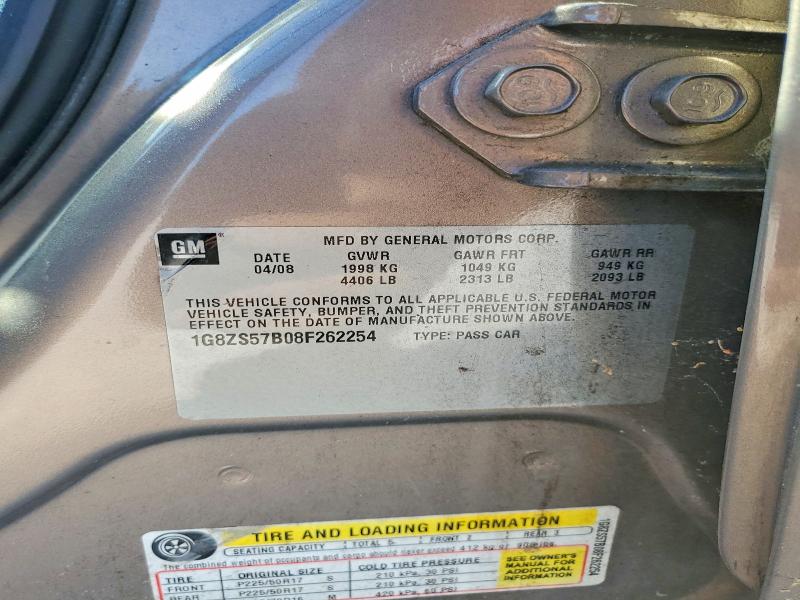 Aukcja sprzedaży 2008 Saturn Aura, vin: 1G8ZS57B08F262254, numer aukcji: 52563276