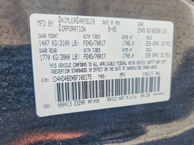 52070556 :رقم المزاد ، 1D4HD482X6F102175 vin ، 2006 Dodge Durango مزاد بيع