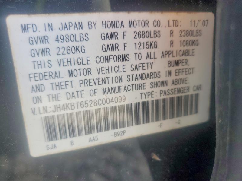 54371086 :رقم المزاد ، JH4KB16528C004099 vin ، 2008 Acura Rl مزاد بيع