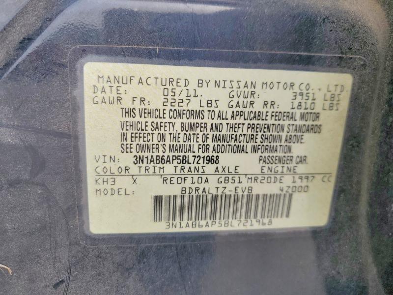 Продаж на аукціоні авто 2011 Nissan Sentra, vin: 3N1AB6AP5BL721968, номер лоту: 51985996