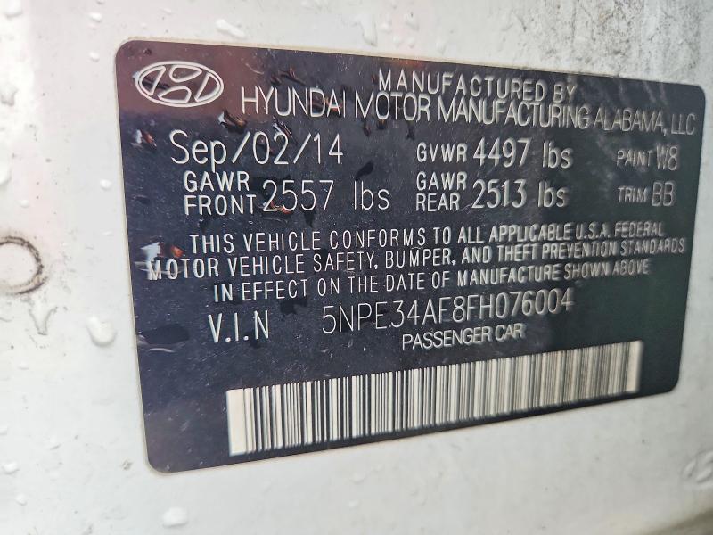 2015 Hyundai Sonata მანქანა იყიდება აუქციონზე, vin: 5NPE34AF8FH076004, აუქციონის ნომერი: 52251196