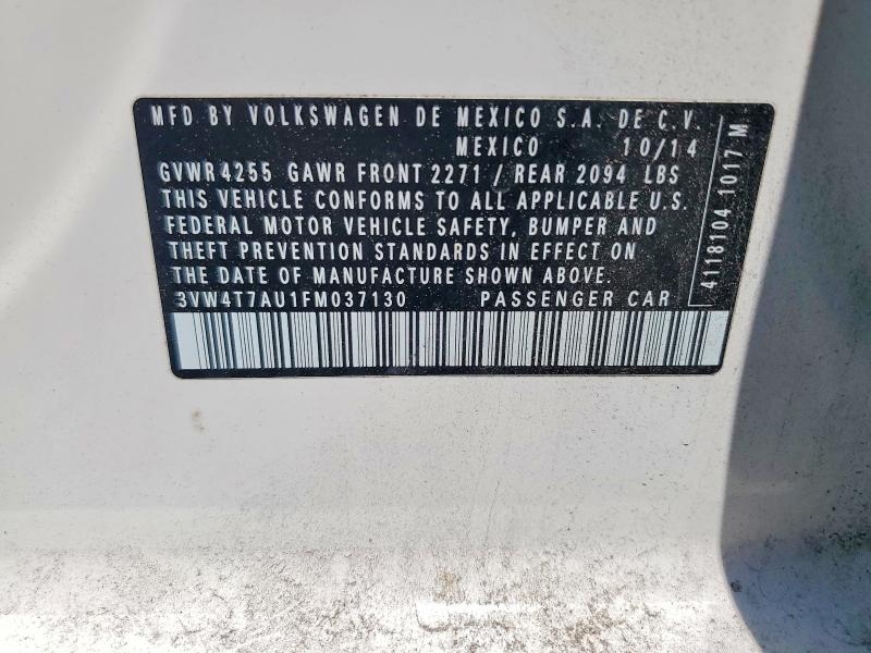 55430556 :رقم المزاد ، 3VW4T7AU1FM037130 vin ، 2015 Volkswagen Gti مزاد بيع