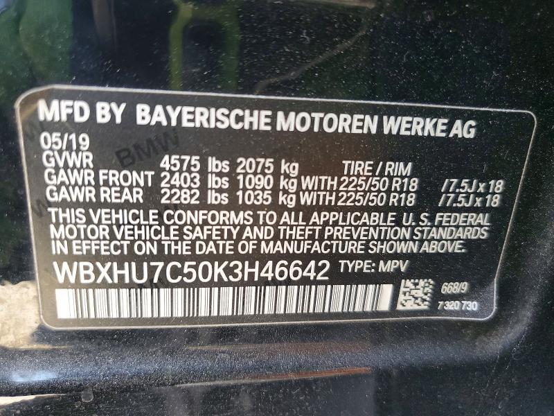 Продажа на аукционе авто 2019 Bmw X1, vin: WBXHU7C50K3H46642, номер лота: 53787216