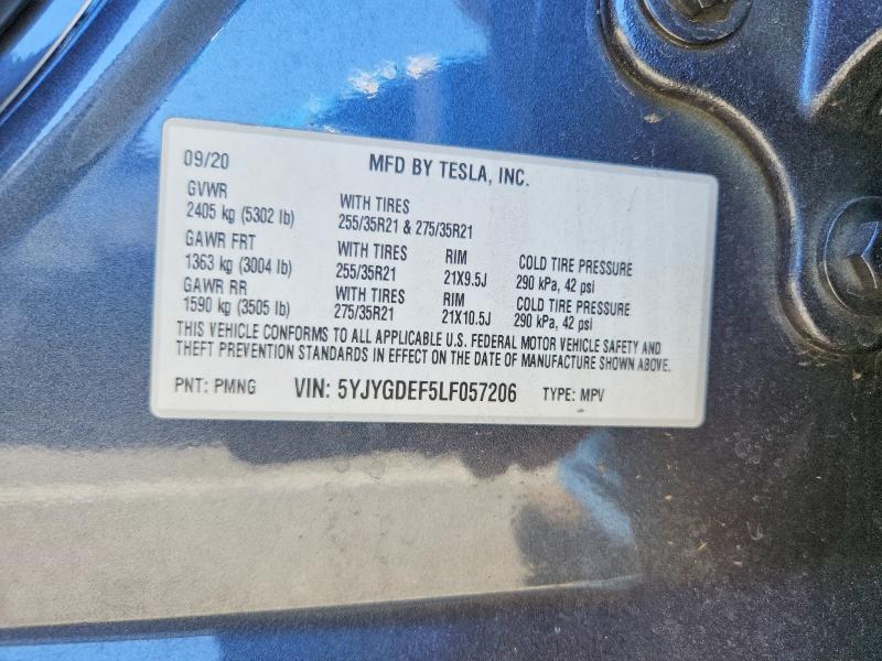 Продажа на аукционе авто 2020 Tesla Model Y, vin: 5YJYGDEF5LF057206, номер лота: 53661476
