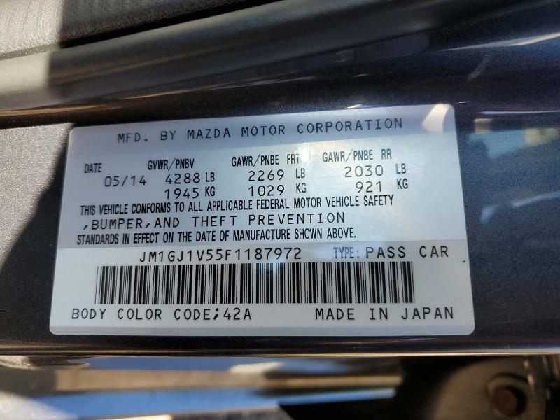 Aukcja sprzedaży 2015 Mazda 6, vin: JM1GJ1V55F1187972, numer aukcji: 53413206