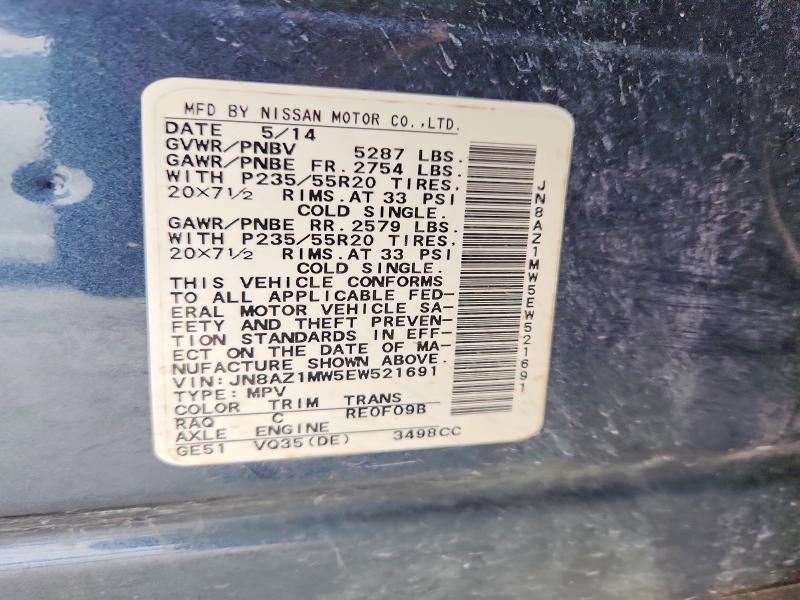 Aukcja sprzedaży 2014 Nissan Murano, vin: JN8AZ1MW5EW521691, numer aukcji: 52835066