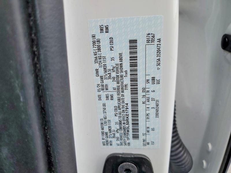 Продаж на аукціоні авто 2024 Ford F150, vin: 1FTFW3L50RKE17914, номер лоту: 53176706