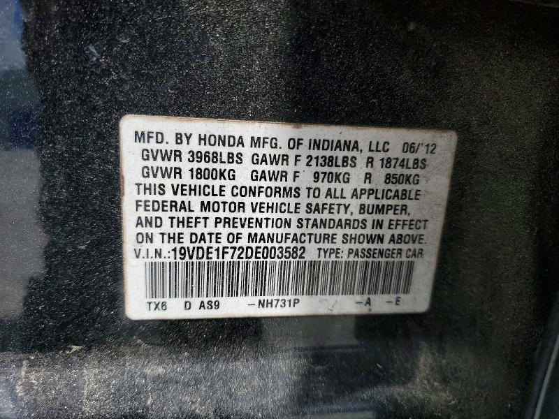 53460336 :رقم المزاد ، 19VDE1F72DE003582 vin ، 2013 Acura Ilx مزاد بيع
