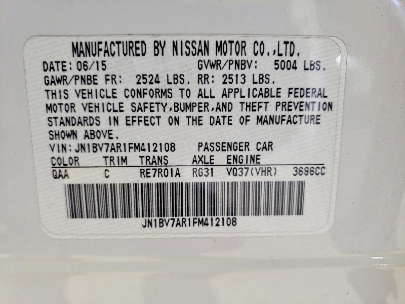 Продажа на аукционе авто 2015 Infiniti Q50, vin: JN1BV7AR1FM412108, номер лота: 54785836