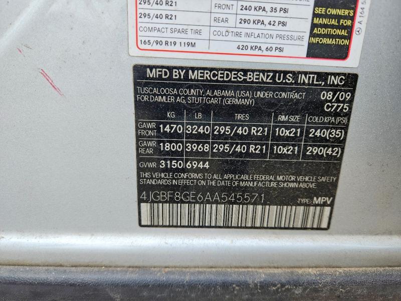 Aukcja sprzedaży 2010 Mercedes-benz Gl, vin: 4JGBF8GE6AA545571, numer aukcji: 53144226