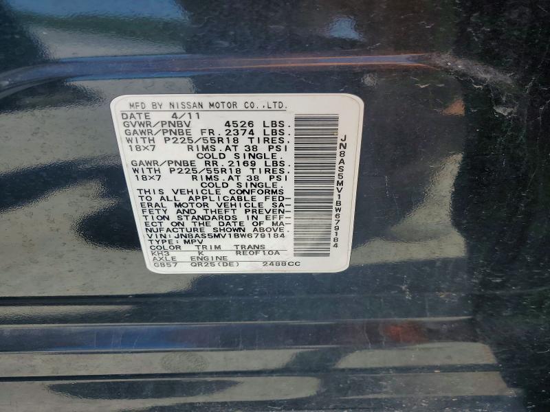 Продаж на аукціоні авто 2011 Nissan Rogue, vin: JN8AS5MV1BW679184, номер лоту: 54144576