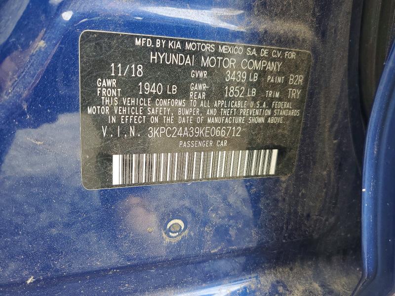 Продажа на аукционе авто 2019 Hyundai Accent, vin: 3KPC24A39KE066712, номер лота: 52452286