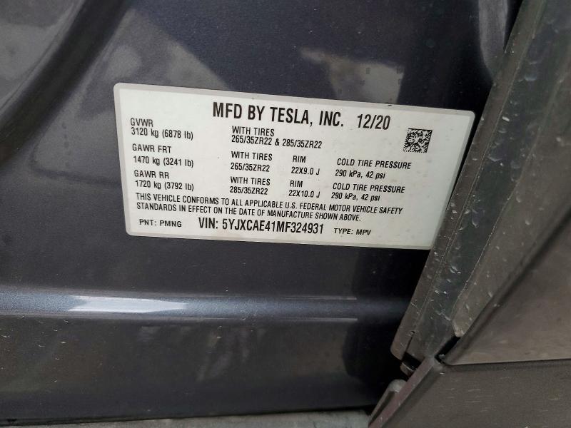 Продажа на аукционе авто 2021 Tesla Model X, vin: 5YJXCAE41MF324931, номер лота: 55018936