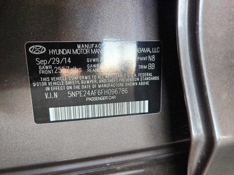 2015 Hyundai Sonata მანქანა იყიდება აუქციონზე, vin: 5NPE24AF6FH096786, აუქციონის ნომერი: 53275746