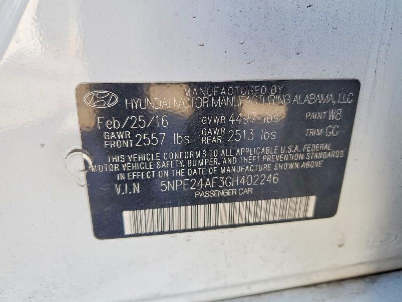 Aukcja sprzedaży 2016 Hyundai Sonata, vin: 5NPE24AF3GH402246, numer aukcji: 52943186