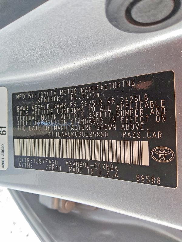 Aukcja sprzedaży 2025 Toyota Camry, vin: 4T1DAACK6SU505890, numer aukcji: 53312236