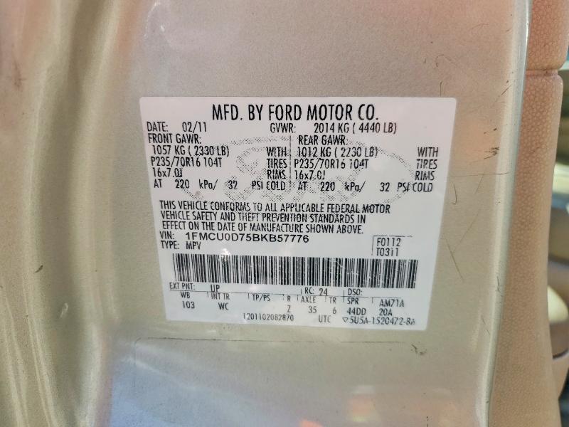 53313616 :رقم المزاد ، 1FMCU0D75BKB57776 vin ، 2011 Ford Escape مزاد بيع